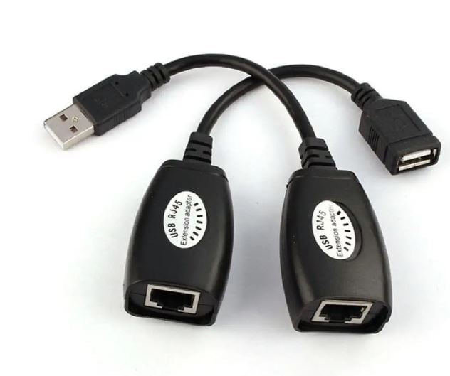 Converters and Extenders - USB Extender 150 Ft USB (Male) To RJ45 + USB (Female) USB Over Cat5/5e/6 Extension Adapter RJ45 Up To 150ft Length USB LAN Extender