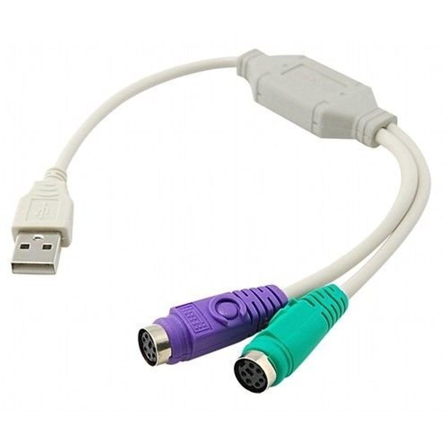 Converters and Extenders - USB TO 2PS2 Active Adapter, USB Type A Male to 2 PS/2 Female (Keyboard and Mouse, 6 Pin)