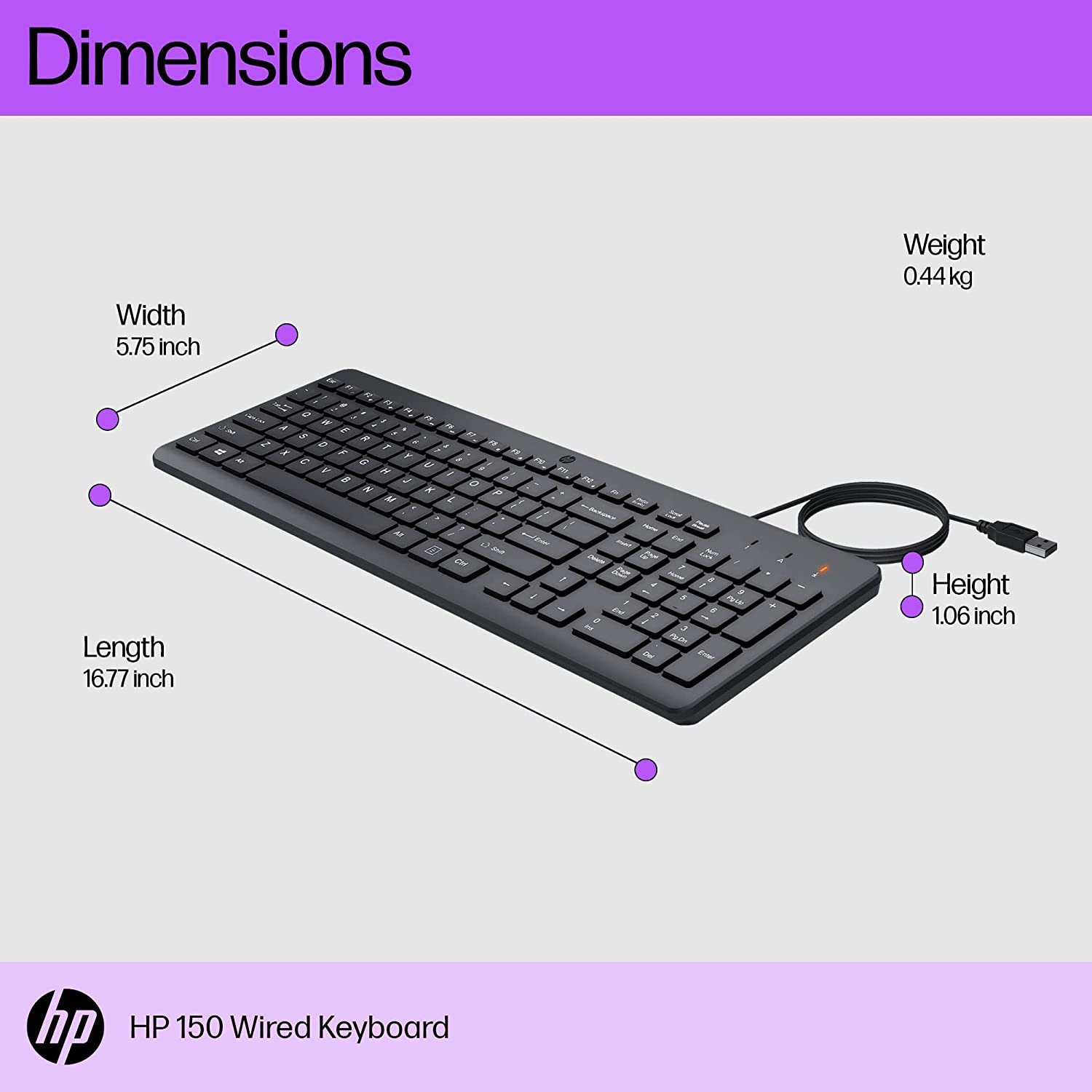 The Ultimate Strings - IT Accessories Peripherals - HP 150 Wired Keyboard, Quick, 12Fn Shortcut Keys, USB