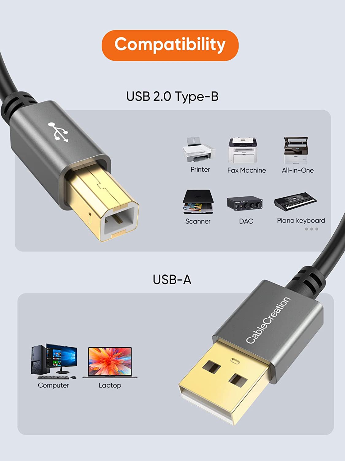 Printer Cable All Size - Printer Cable Heavy Duty AM-BM 1.8M