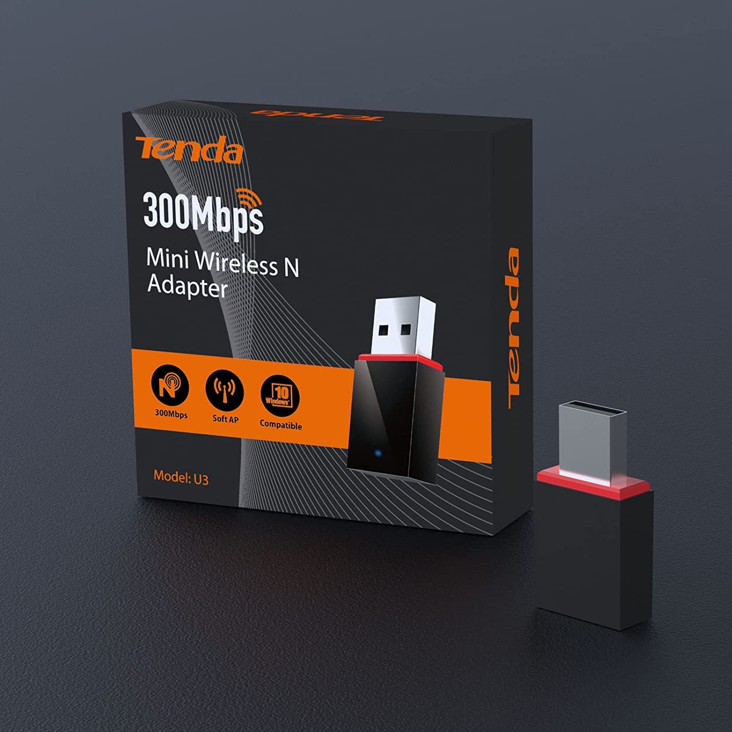 The Ultimate Strings - Networking Hardware All Antivirus - Tenda U3 WiFi Dongle 300Mbps USB Wireless Adapter, 2.4GHz, 2 Internal Antennas